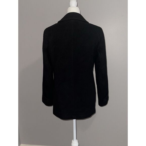 Vtg LLBean Wool Pea Coat Black Classic Double Breasted Button Thinsulate Women 4 - Picture 5 of 11